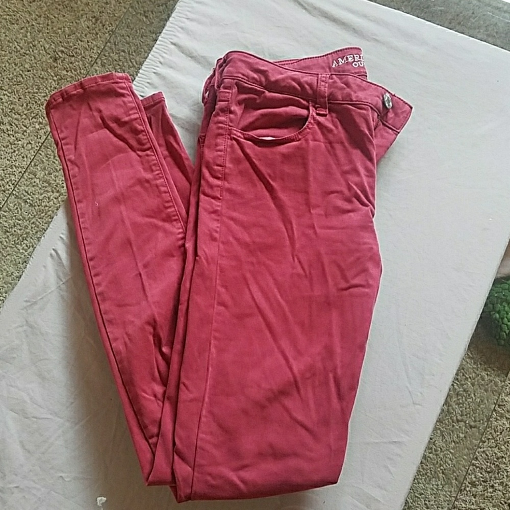 Red American Eagle Jeggings